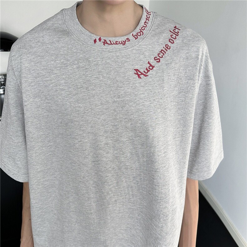 GC0288-P38重工刺绣美式潮牌男款夏季情侣设计感小众纯棉短袖t恤图片