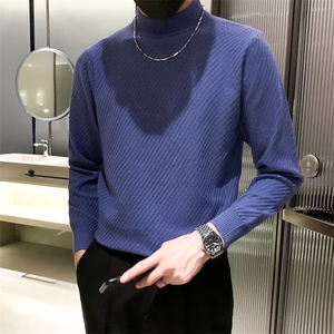 秋冬季半高领潮毛衣男慵懒风内搭男生冬季打底线衣针织衫 M826图片