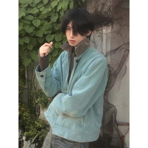 复古水洗外套男女春秋季做旧底特津宽松翻领休闲工装夹克-Y9655图片