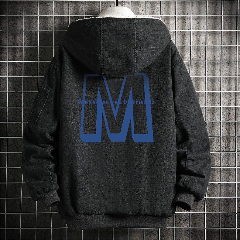 牛仔外套男大码加厚加绒衣男羊羔毛服男NM53260-P140网格,男装棉衣,电商A040A