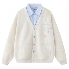 现货春秋卫衣开衫重磅高品质假两件外套带领带1016-1Y140P89K148，女装短外套，星座1016-1（原电商B408-1）