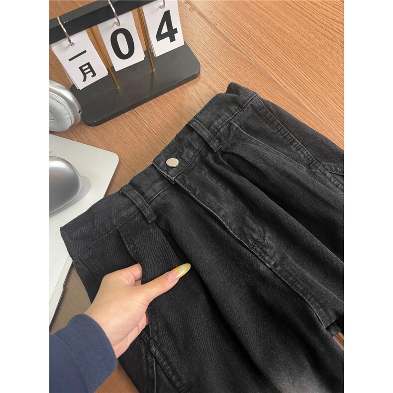 B221美式ins高街暗黑拼接铆钉宽松直筒牛仔裤LK26642-特P45控78,男装牛仔裤,电商B221