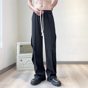 夏季美式高街机能冰丝直筒垂感西裤休闲裤AK18-P38,女士西裤搭配冬装图片