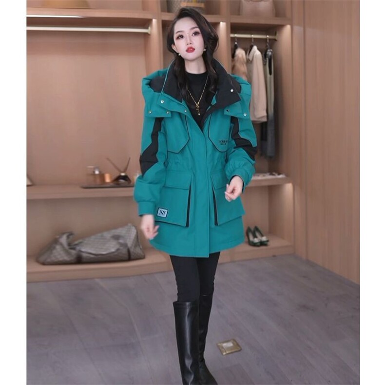 （现货）新款高级感可拆卸连帽外套三防加厚冲锋衣派克服大衣女,女装派克服,韩蔻秀