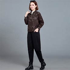 高级感洋气减龄妈妈套装女2024秋季新款时尚宽松上衣哈伦裤两件套，女装套装/套裙，魅影