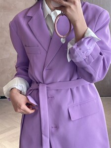 22C03#彩色腰带西装外套图片