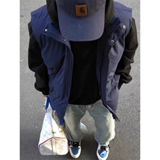 现货5W件冬季三防硬挺boxy短款立领棉衣马夹外套加厚马甲保暖棉服，男装棉衣，电商A443