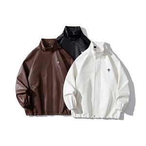 1鳄鱼纹可拆卸胸针后片四芒星钢印大码M-5XL夹克JK77750P85控118,男装夹克,星座226-2