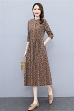 高档全棉碎花连衣裙女2026春新款收腰显瘦蕾丝拼接减龄长袖裙子