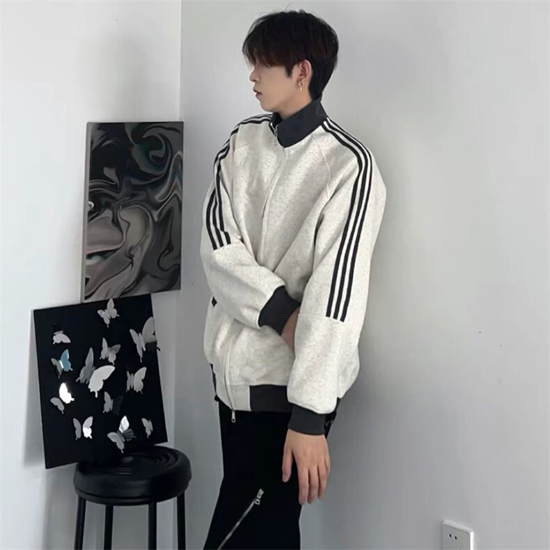 抖音得物高品质 美式高街重磅结构设计拼接织带立领卫衣外套 CM42图片