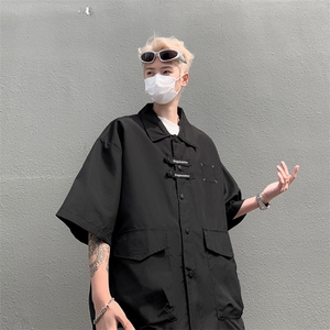 2024新款复古机能痞帅半袖衫衣薄款宽松工装短袖衬衫 W8206-P40图片