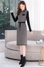 2021秋季新款时尚气质有女人味的毛衣连衣裙，女装连衣裙，金典明美