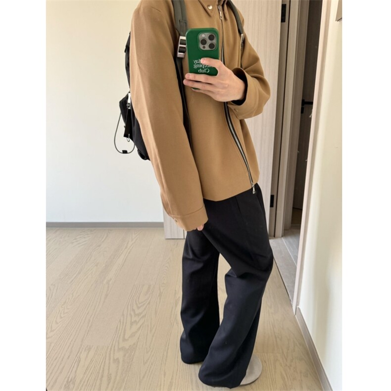 现货自制款现货S型拉链休闲简约卡其经典外套设计感夹克,男装夹克,星座910A