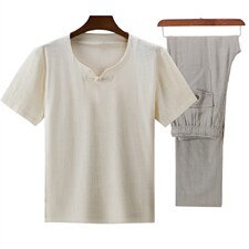 白色上衣+浅灰长裤