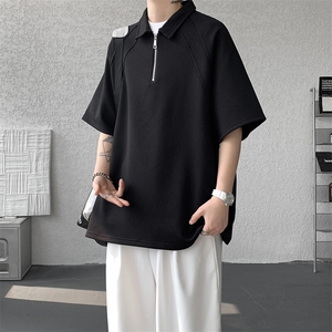 8XL-M半拉链t恤短袖POLO衫男款夏季美式翻领宽松大码半袖DT008P45图片
