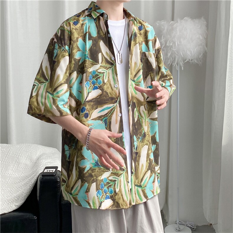 短袖衬衫春款男港风潮流C1187P26,男装衬衫,星座1116-2