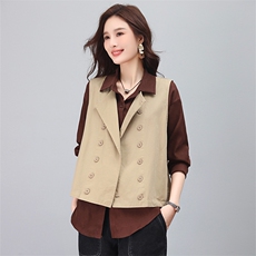 华吉言【浪痕】双排定制做旧树脂扣复古工装马甲，女装马甲，小林双子