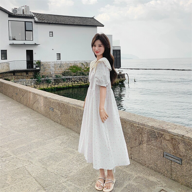 娃娃领连衣裙夏日减龄裙子碎花有收腰2C323-1139-P125-K188,女装连衣裙,2C323
