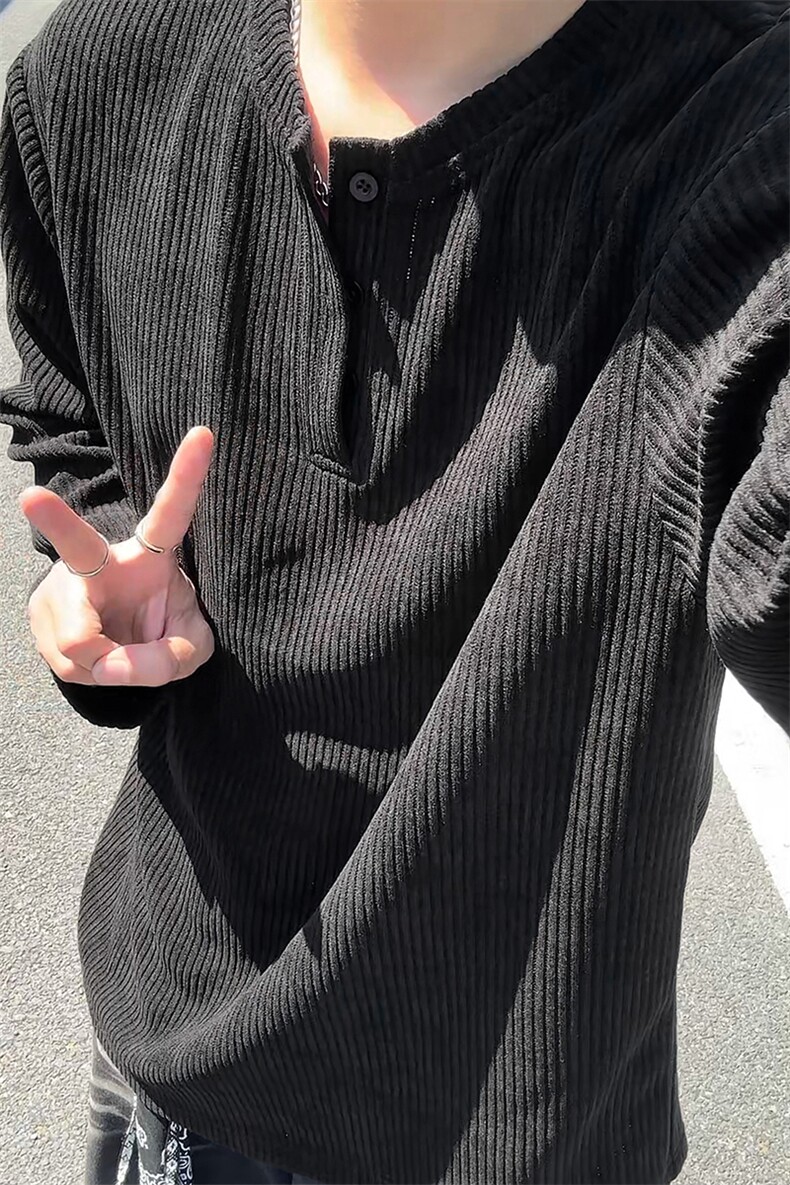 秋季重磅320g欧棉绒亨利领肌理感男大码长袖T恤T24551-特P28控58,男装T恤,电商A001