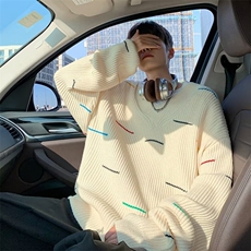 彩虹毛衣男款秋冬季新款时尚慵懒风装保暖休闲针织衫上衣M7070，男装针织衫/毛衣，星座1116A-1（原606A）