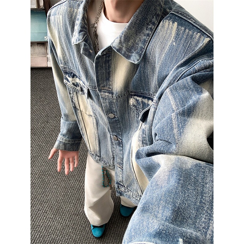 港风秋款男牛仔夹克衫扎染渐变色宽松休闲外套JAk1055p82,男装夹克,星座1013-1