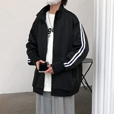 现货开衫卫衣外套男垂感运动服上衣宽松立领夹克A116P65加绒P75，男装夹克，电商A351
