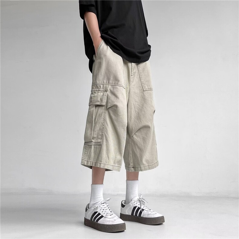 夏季男士青少年工装大口袋休闲七分裤，男装牛仔裤，星座1013