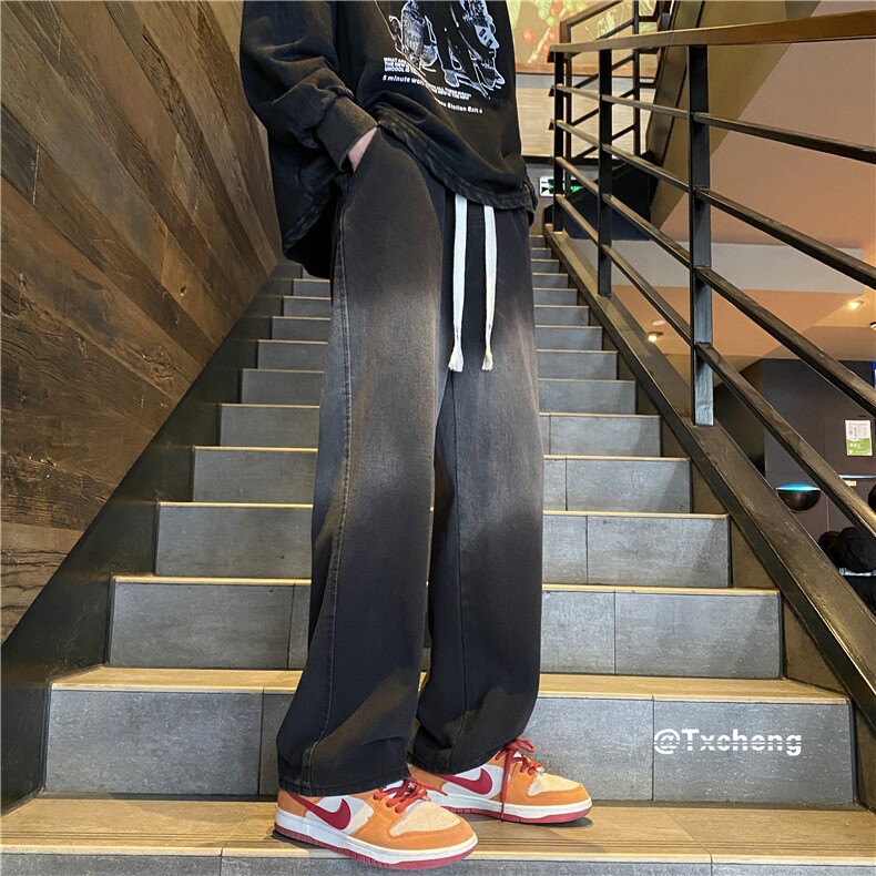 渐变牛仔裤2024春季新款直筒宽松潮流拖地裤子B315-K5448-P50控68图片