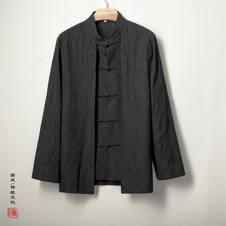 2025秋冬新款风男装提花男士假两件唐装衬衫C250P85图片