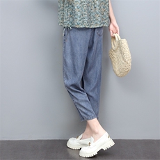 2022夏季新款天丝牛仔裤宽松显瘦舒适百搭女裤，女装牛仔裤，悦见她