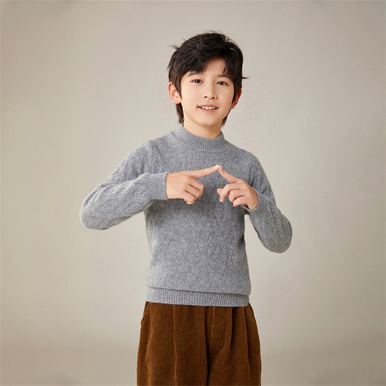 2025秋冬新款羊绒衫女100%纯山羊绒圆领加厚拉绒针织套衫保暖上衣,童装儿童羊绒衫,奥赛羊绒童装