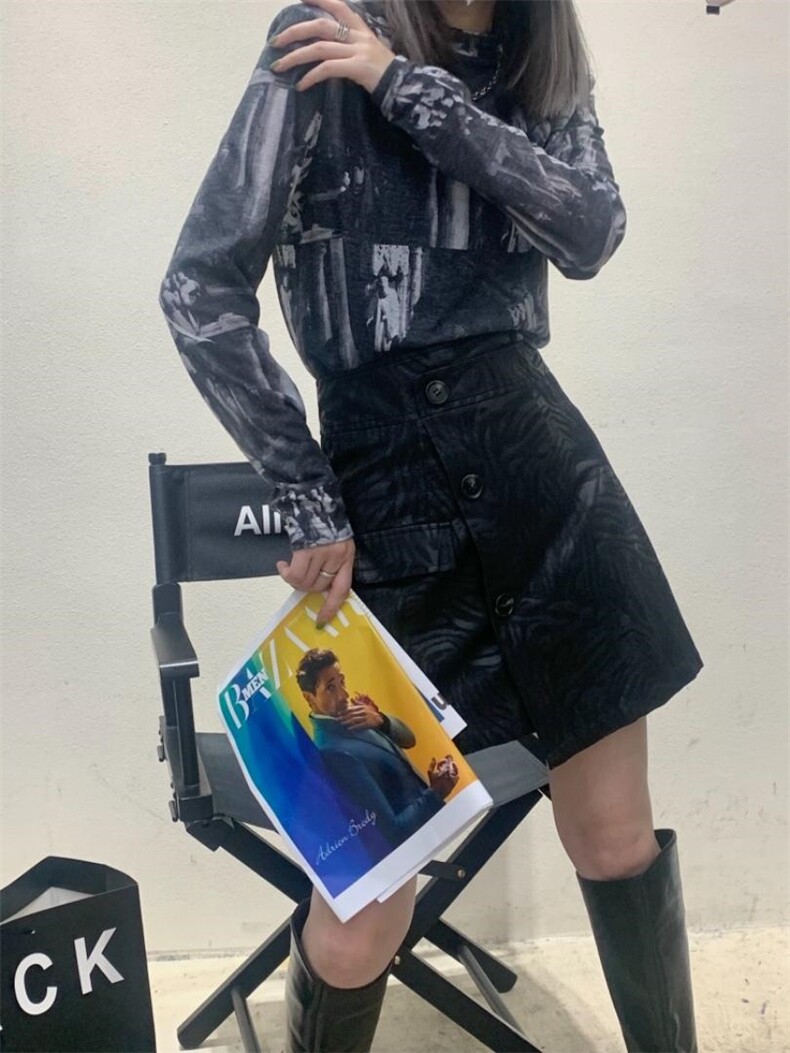 斑马纹皮a字裙，其它，Alissa Lin