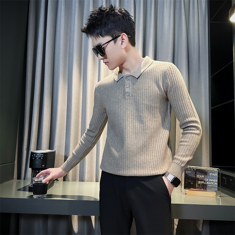 2025年秋季男款修身休闲针织衫V领纯色毛衣打底M17-P70控100，男装T恤，电商D327