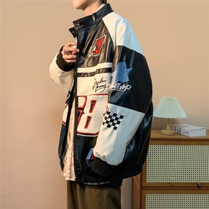 美式嘻哈赛车服机车夹克情侣时尚防风骑行外套W9208P80图片