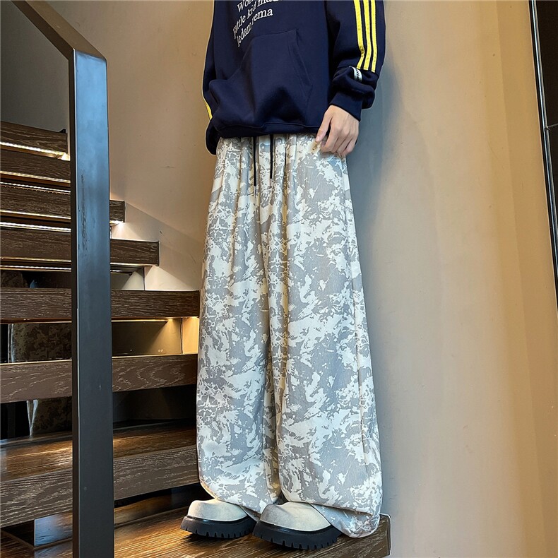 美式扎染灯芯绒裤子大码迷彩休闲裤运动卫裤直筒阔腿裤KZ1978/P55,男装休闲裤,电商B238