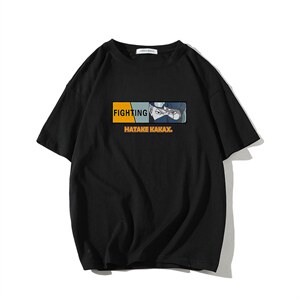 港风宽松大码火影卡卡西运动潮流短袖纯棉T恤男装打底衫T53-P22图片