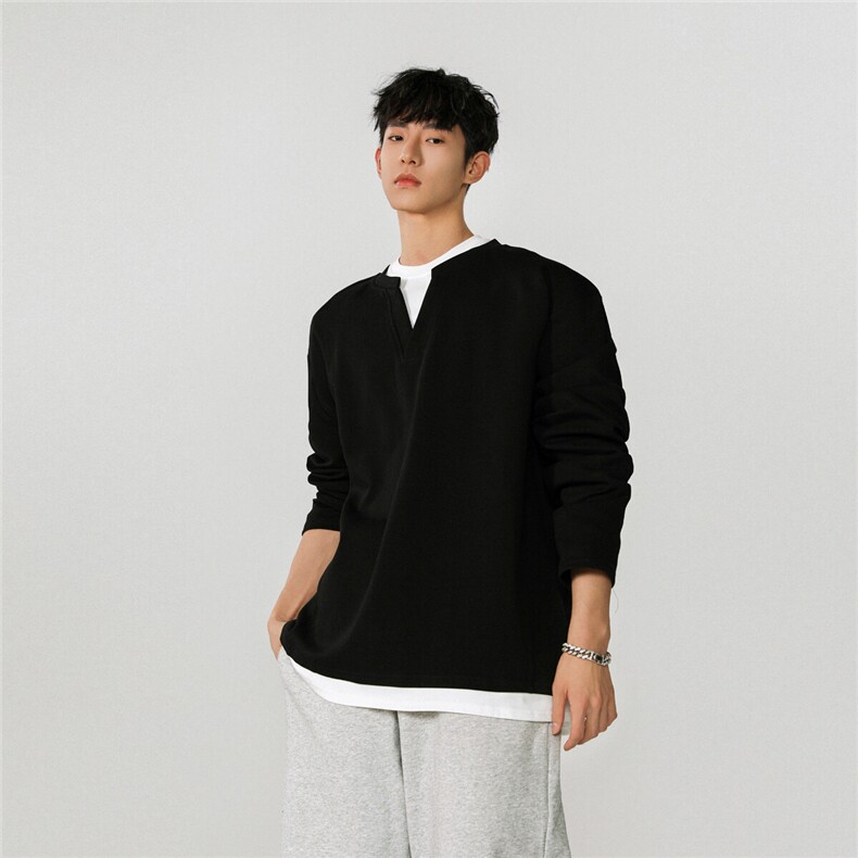 假两件华棉卫衣男:表面棉底部聚酯纤维WY77961特P48控78，男装卫衣，星座226-2