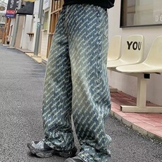 美式休闲痞帅提花满印牛仔裤男直筒阔腿长裤1001-1-N761-P53，男装牛仔裤，星座1001-1
