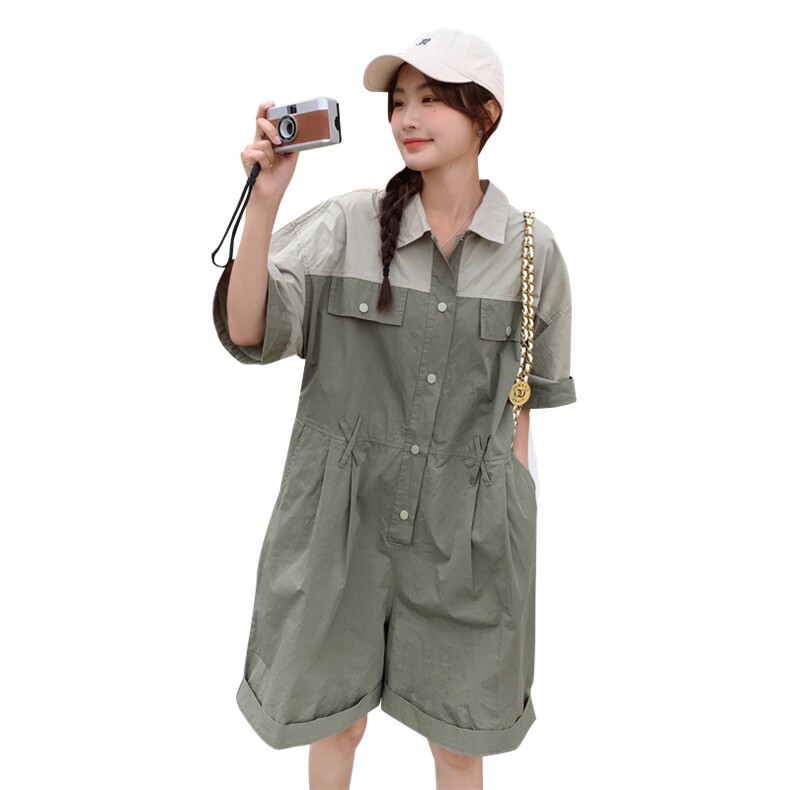 新款现货撞色宽松工装连体裤212A-615-P115-165,女装连体裤,浙宝212A