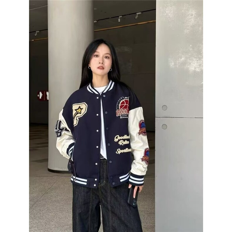 网络图现货潮流毛呢夹克毛巾刺绣拼皮夹克慵懒日系简约JFA13-P75,男装夹克,星座715-7
