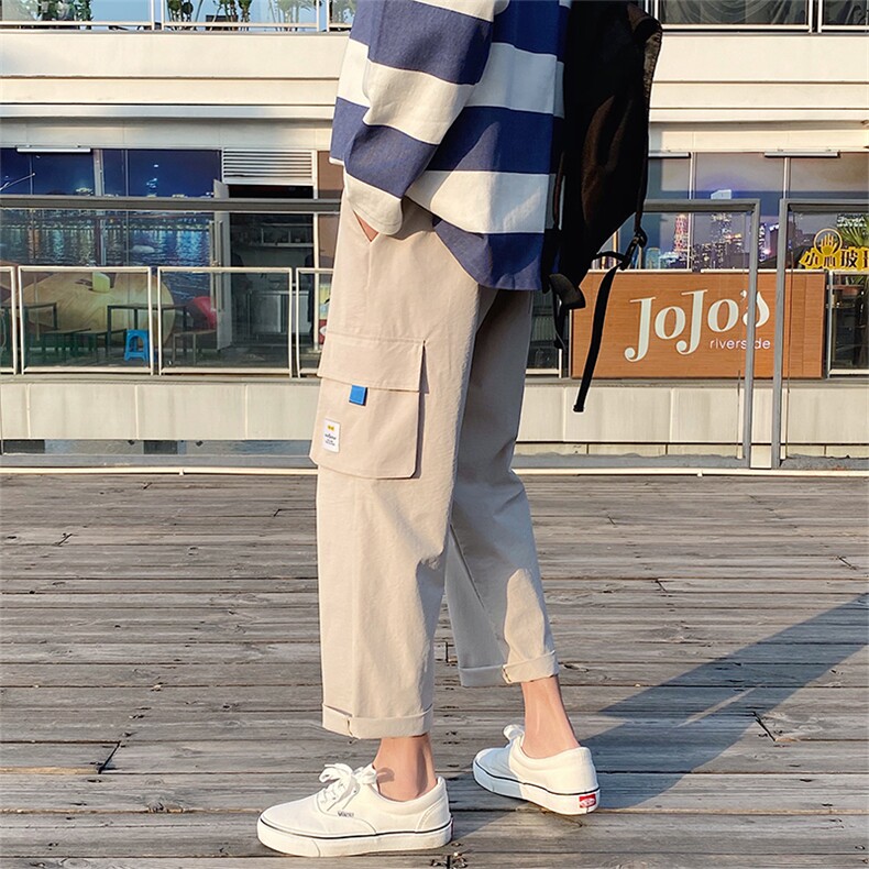 加绒2021九分裤潮流宽松运动休闲工装裤5106-P30加绒批35,男装休闲裤,星座718-1