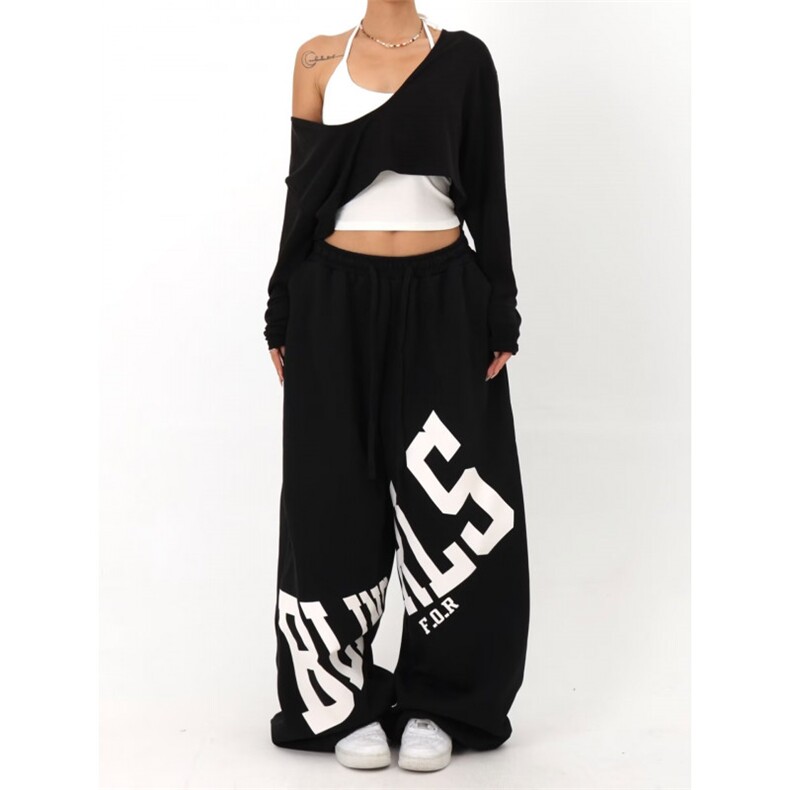 网络图，美式阔腿嘻哈街舞宽松休闲跳舞裤子XZ302B-1-K114P40，男装休闲裤，星座302B-1