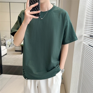 店主风 夏季纯棉短袖T恤男2026新款轻熟风纯色破洞半袖 TX31-P38图片