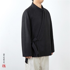 冬装新款风男装改良斜襟汉服外套HW206P140，男装民族服装，钱塘802