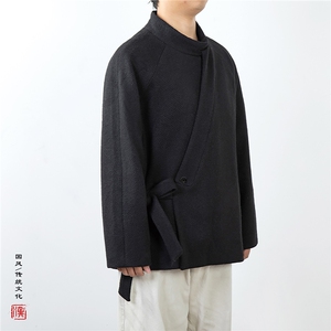冬装新款风男装改良斜襟汉服外套HW206P140图片