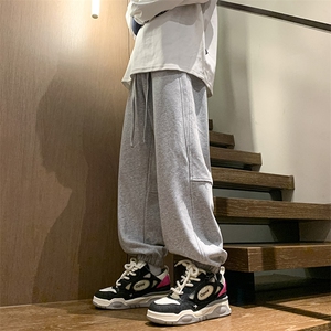 港风本布织裤袋美式卫裤宽松休闲束脚卫裤XZ302B-1-K23305P40图片