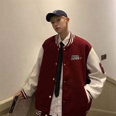 宽松经典款宽松外套撞色贴布新潮设计时尚棒球服HY202P108控138，女装短外套，电商A102B