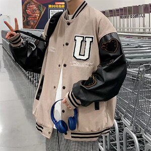 秋季新款美式街头棒球服夹克男潮牌宽松休闲情侣外套 W3040-P68图片