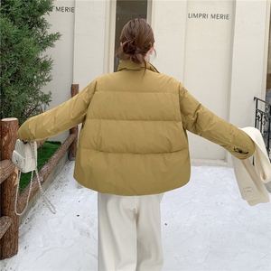 设计感宽松羽绒服女冬季短款小个子立领加厚防风保暖90白鸭绒外套图片