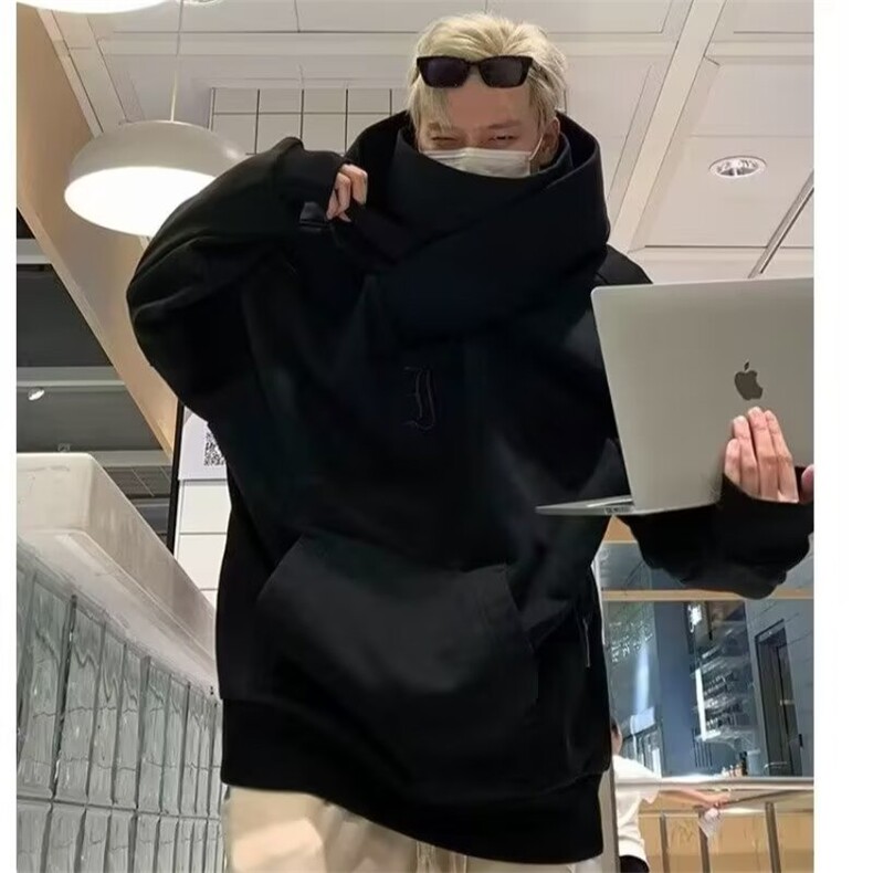 美式重磅高领卫衣男连帽冬季加绒宽松痞帅情侣休闲运动外套ins潮,女装短外套,星座506A